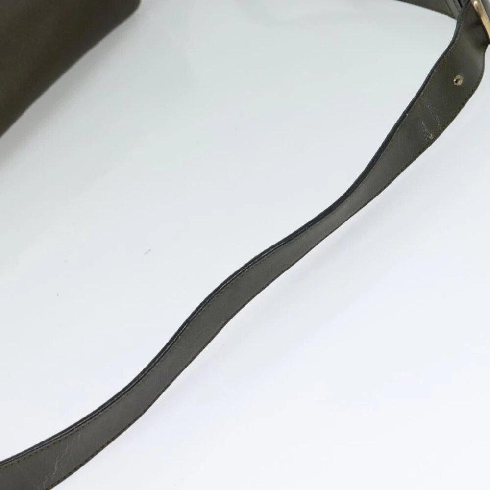 CELINE Shoulder Bag Leather Khaki Gold Auth KD335 - Picture 8 of 14